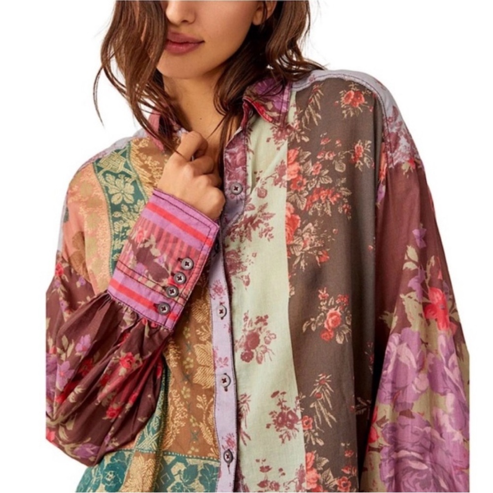 Free People Floral Patchwork Shirt - Picture 4 of 8